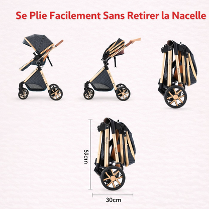 Poussette Bébé 3-en-1 Système de Voyage