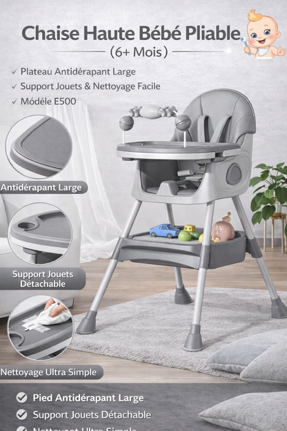 Chaise Haute Bébé Pliable (6+ Mois)