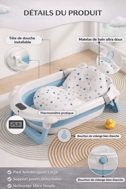 Baignoire pour bébé 3 en 1 avec support