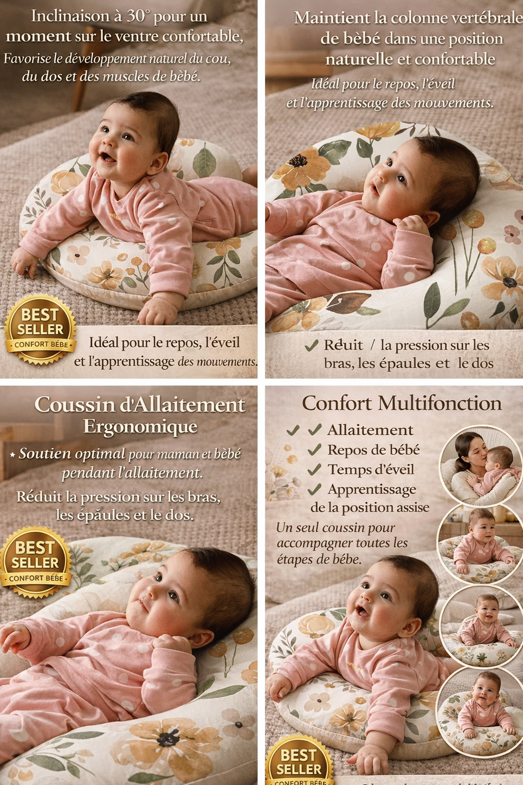 Coussin d’Allaitement Bébé Multifonction en U 👶🍼