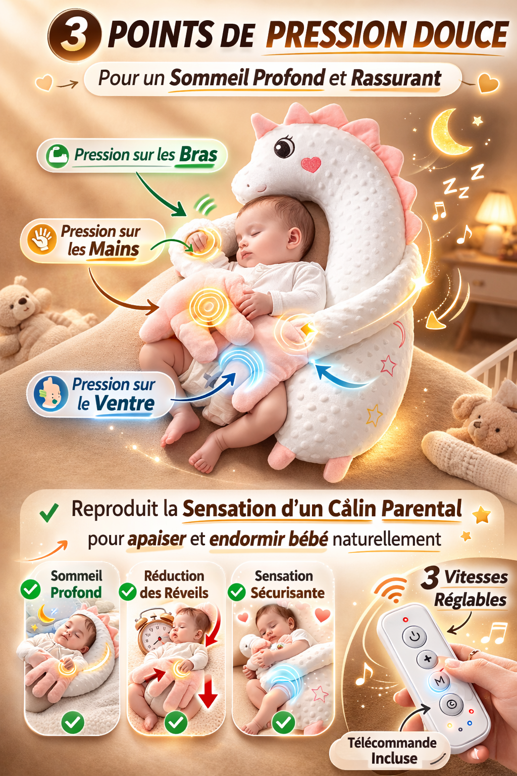 Doudou Apaisant Bébé Automatique avec Tapotement 👶💤