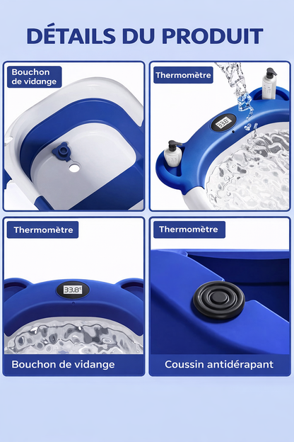 Baignoire bébé pliable avec thermomètre & coussin confort