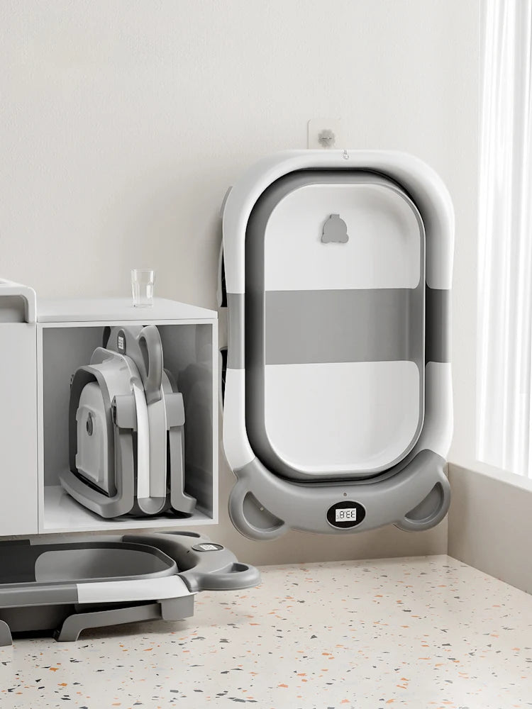 Baignoire bébé pliable avec thermomètre & coussin confort