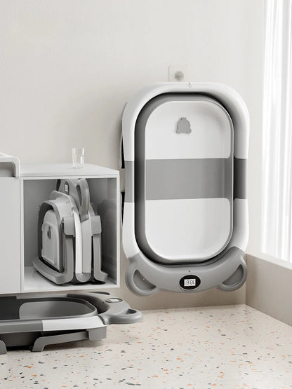 Baignoire bébé pliable avec thermomètre & coussin confort
