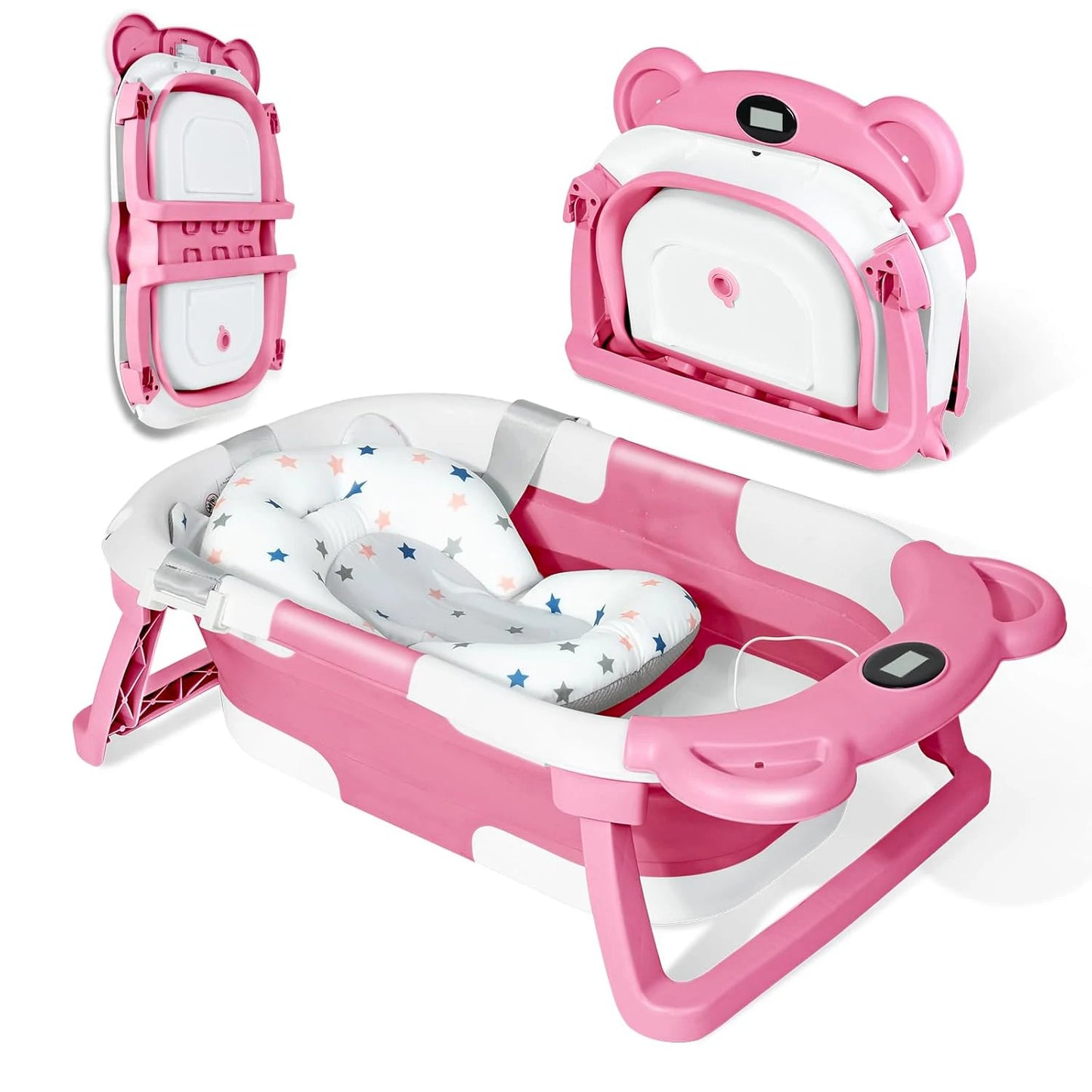 Baignoire bébé pliable avec thermomètre & coussin confort
